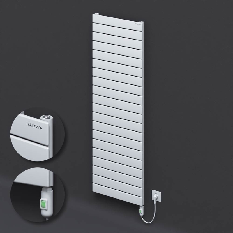 Type 10H Electric Steel Radiateur Décoratif 1476x500 Blanc (Bouton Marche/Arrêt) 900W 