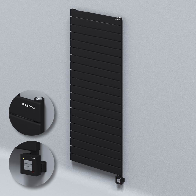 Type 10H Electric Steel Radiateur Décoratif 1476x600 Noir (KTX1 Thermostat) 1000W 