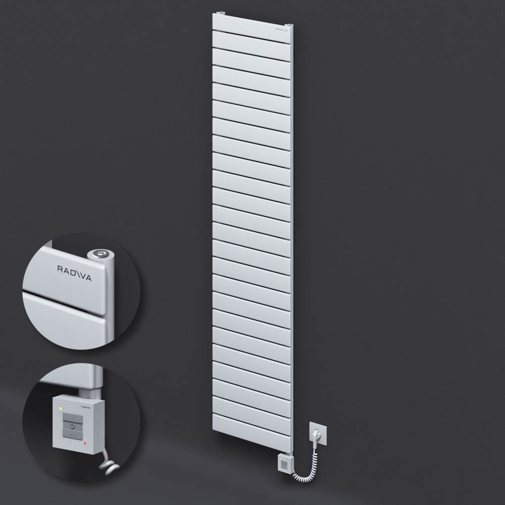 Type 10H Electric Steel Radiateur Décoratif 1772x400 Blanc (KTX1 Thermostat) 1000W Câble spiralé - 1