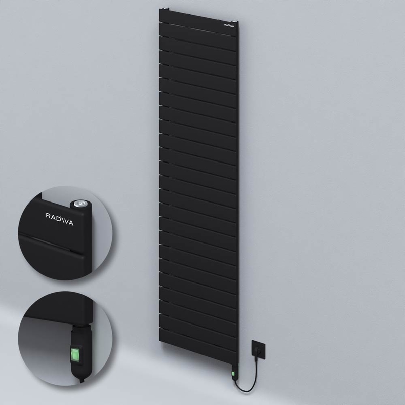 Type 10H Electric Steel Radiateur Décoratif 1772x500 Noir (Bouton Marche/Arrêt) 900W 