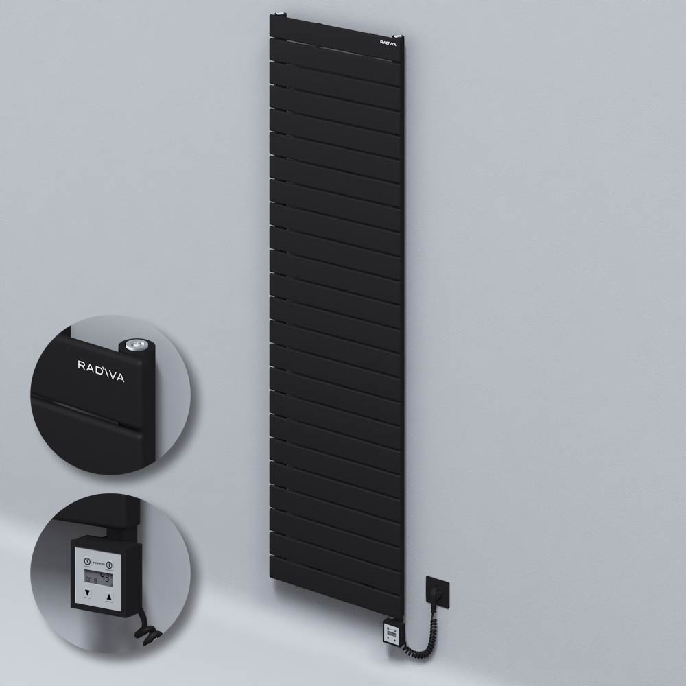 Type 10H Electric Steel Radiateur Décoratif 1772x500 Noir (KTX3 Thermostat) 1000W Câble spiralé - 1