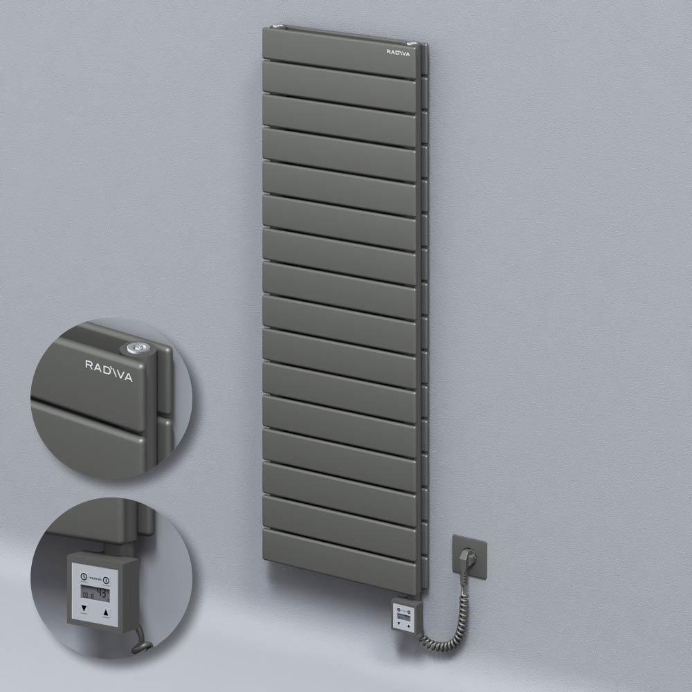 Type 20H Electric Steel Decorative Radiator 1180x400 Anthracite (KTX3 Thermostat) 1000W Spiral Cable - 1