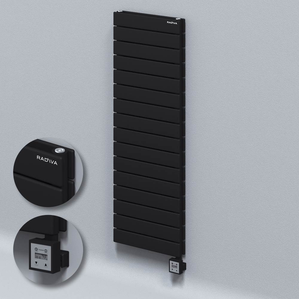 Type 20H Electric Steel Decorative Radiator 1180x400 Black (KTX3 Thermostat) 1000W - 1