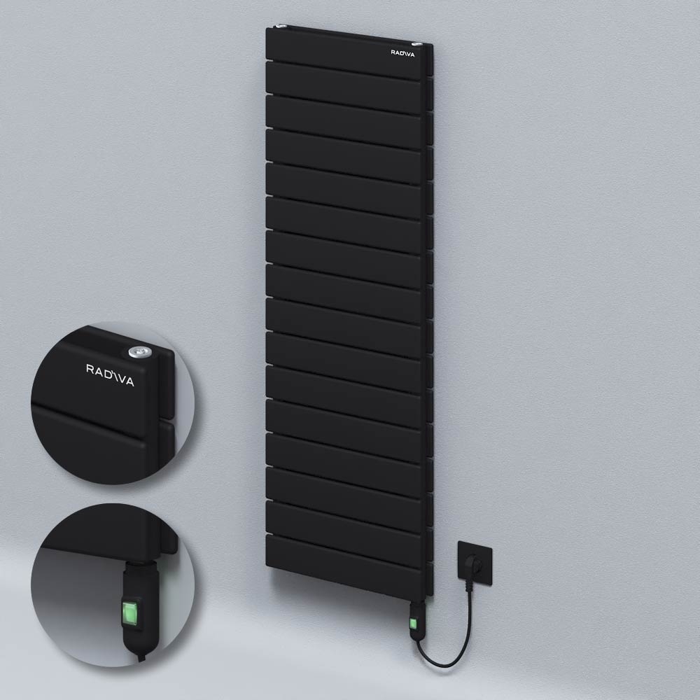 Type 20H Electric Steel Decorative Radiator 1180x400 Black (On/Off Button) 900W - 1