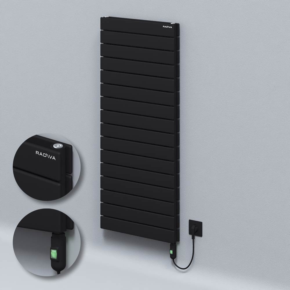 Type 20H Electric Steel Decorative Radiator 1180x500 Black (On/Off Button) 900W - 1
