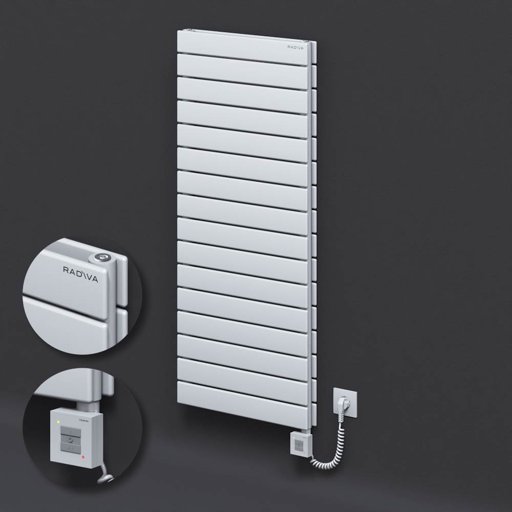 Type 20H Electric Steel Decorative Radiator 1180x500 White (KTX1 Thermostat) 1000W Spiral Cable - 1