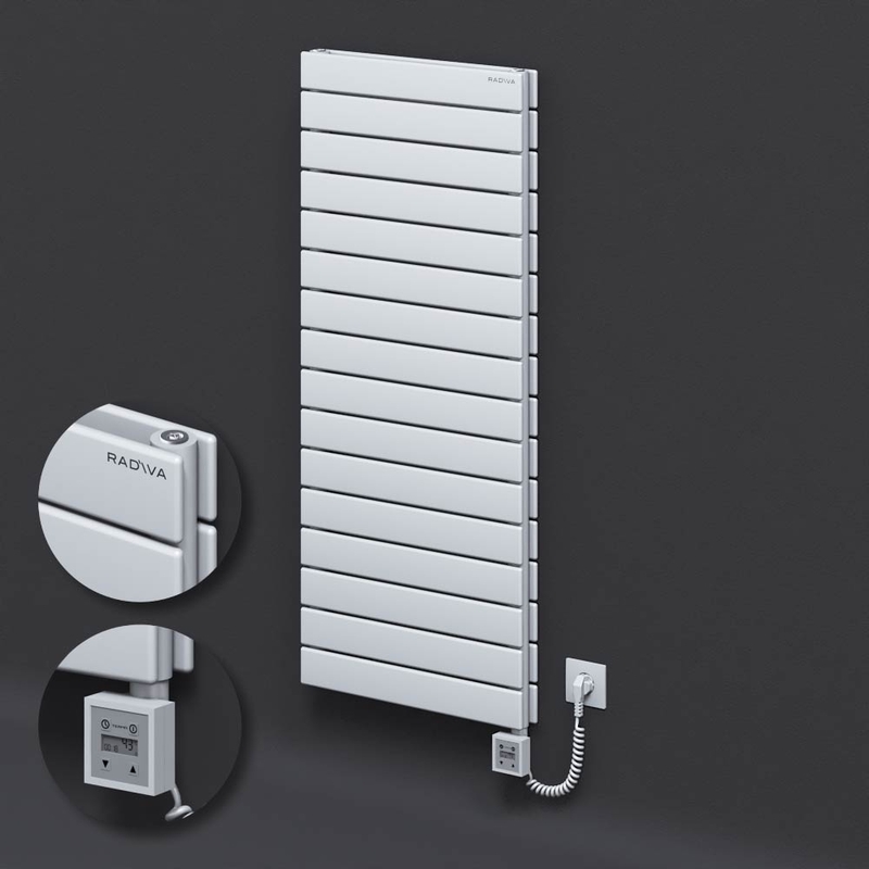 Type 20H Electric Steel Decorative Radiator 1180x500 White (KTX3 Thermostat) 1000W Spiral Cable 