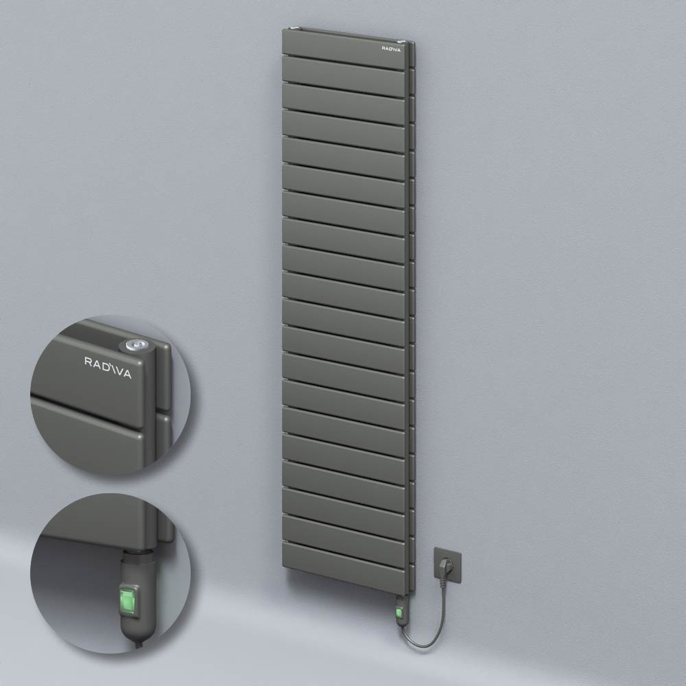 Type 20H Electric Steel Decorative Radiator 1476x400 Anthracite (On/Off Button) 900W - 1