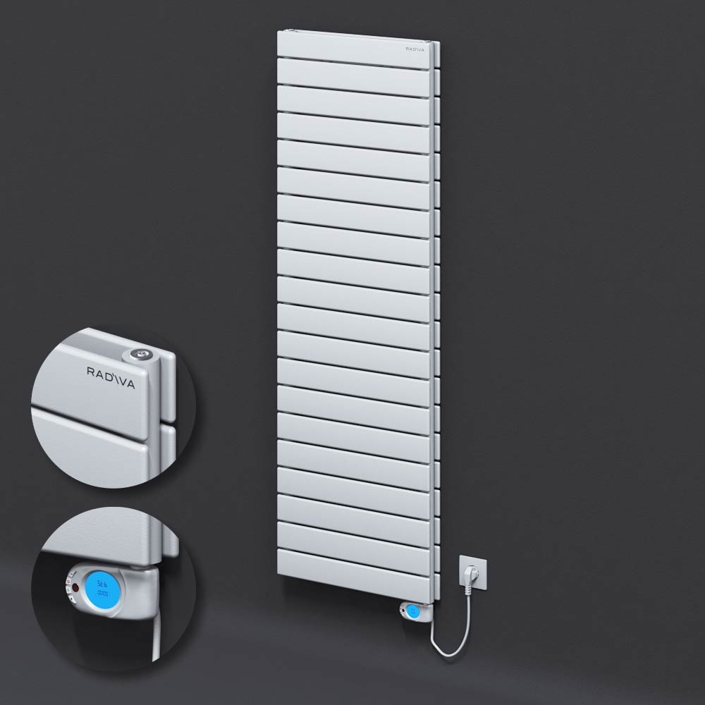 Type 20H Electric Steel Decorative Radiator 1476x500 White (Musa Thermostat) 1200W - 1