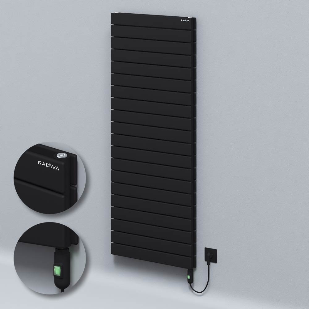 Type 20H Electric Steel Decorative Radiator 1476x600 Black (On/Off Button) 1500W - 1