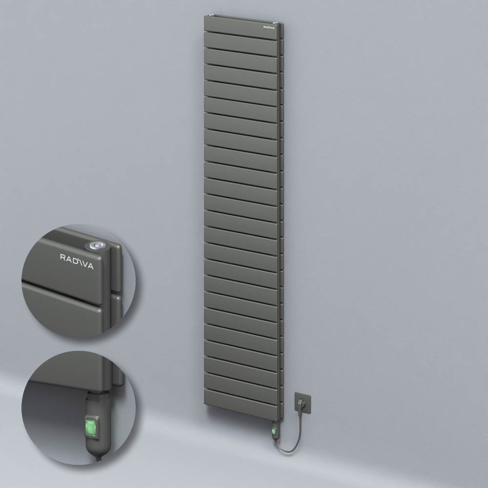 Type 20H Electric Steel Decorative Radiator 1772x400 Anthracite (On/Off Button) 1200W - 1
