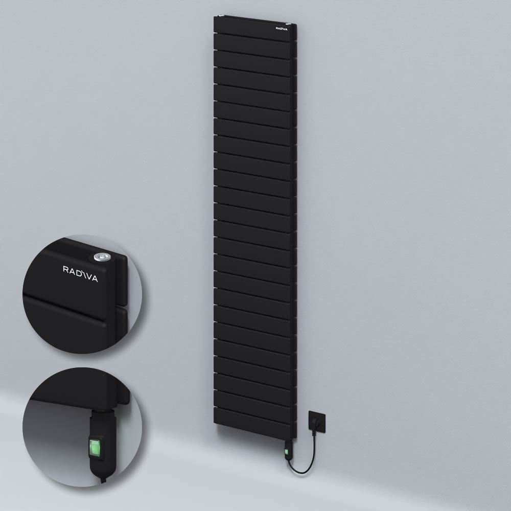 Type 20H Electric Steel Decorative Radiator 1772x400 Black (On/Off Button) 1200W - 1
