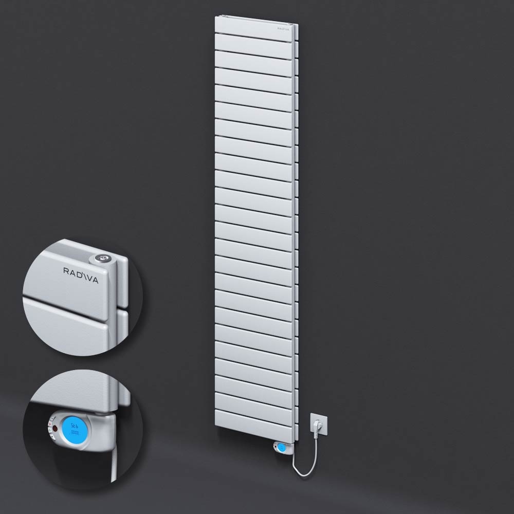 Type 20H Electric Steel Decorative Radiator 1772x400 White (Musa Thermostat) 1200W - 1