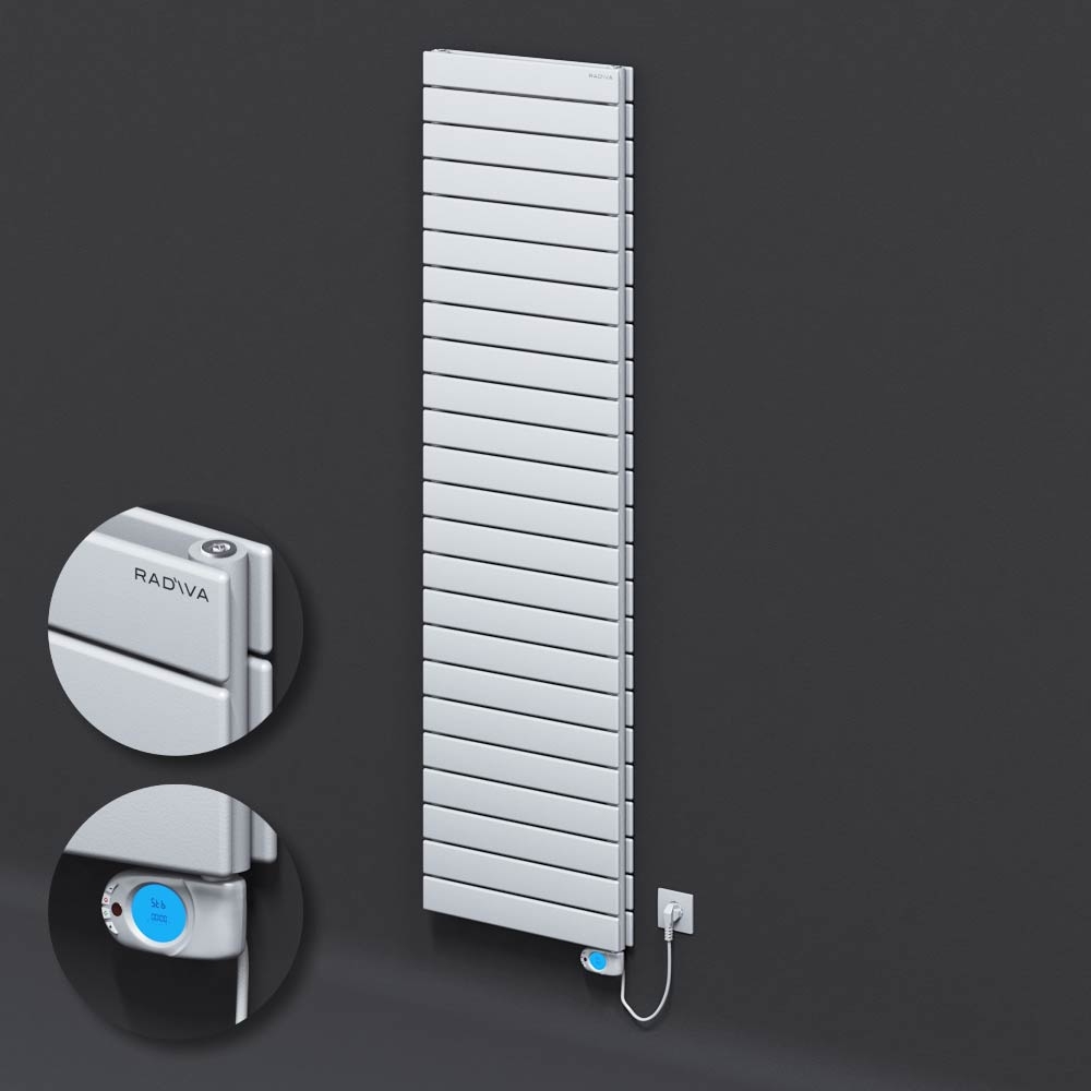 Type 20H Electric Steel Decorative Radiator 1772x500 White (Musa Thermostat) 1500W - 1