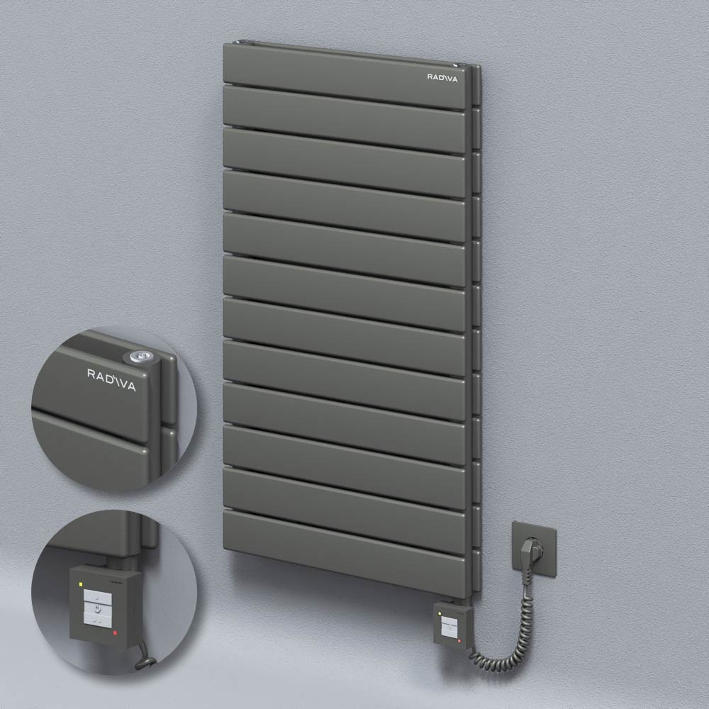 Type 20H Electric Steel Decorative Radiator 884x500 Anthracite (KTX1 Thermostat) 1000W Spiral Cable - 1