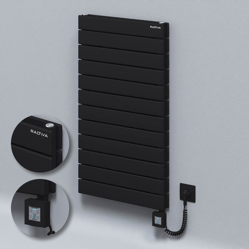 Type 20H Electric Steel Decorative Radiator 884x500 Black (KTX4 Thermostat) 1000W Spiral Cable 