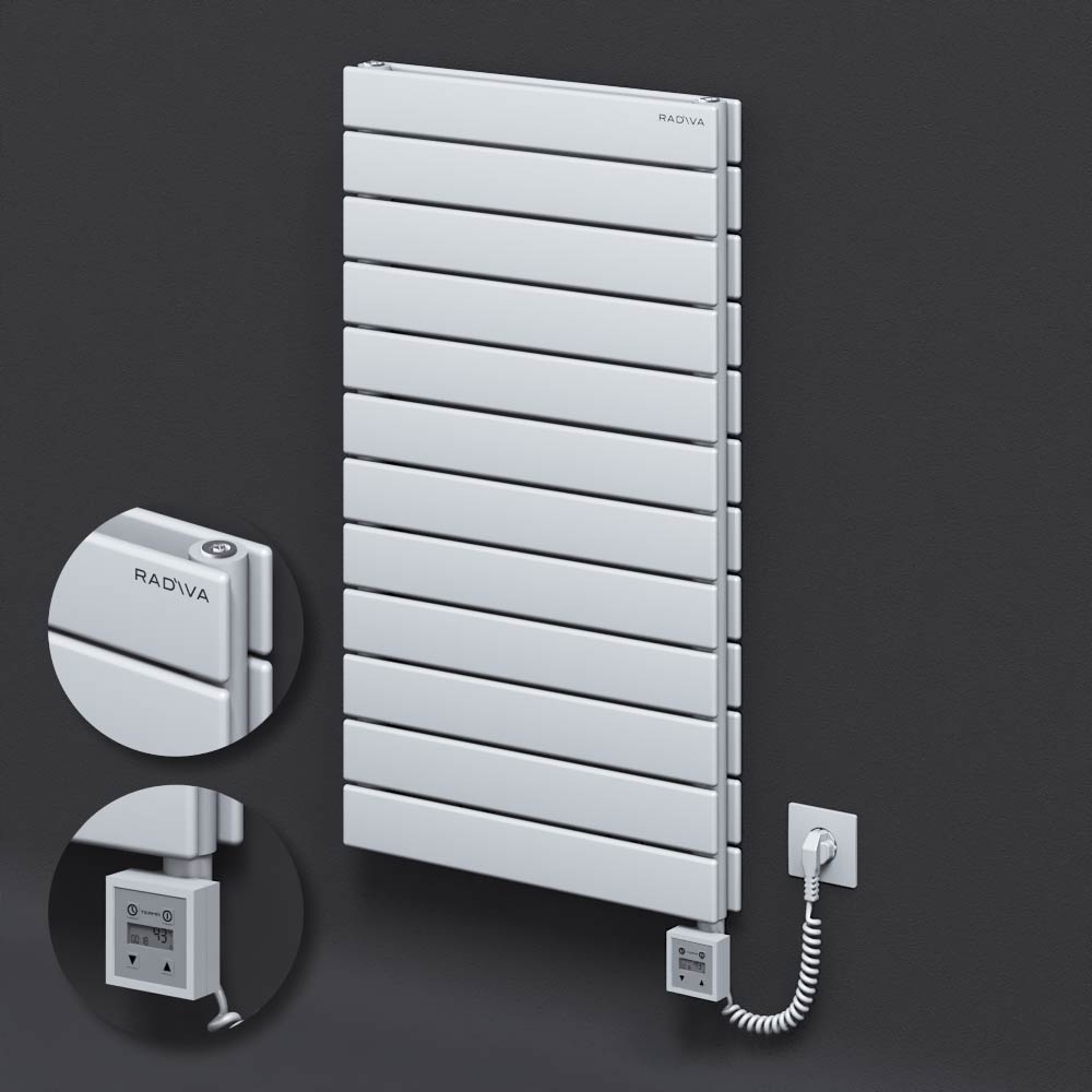 Type 20H Electric Steel Decorative Radiator 884x500 White (KTX3 Thermostat) 1000W Spiral Cable - 1