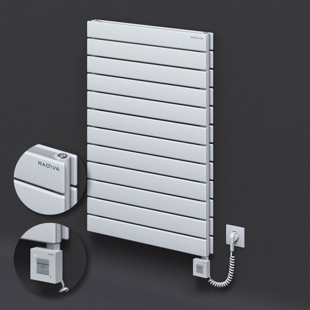 Type 20H Electric Steel Decorative Radiator 884x600 White (KTX1 Thermostat) 1000W Spiral Cable - 1