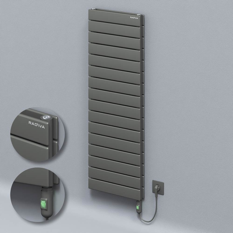 Type 20H Electric Steel Radiateur Décoratif 1180x400 Anthracite (Bouton Marche/Arrêt) 900W 