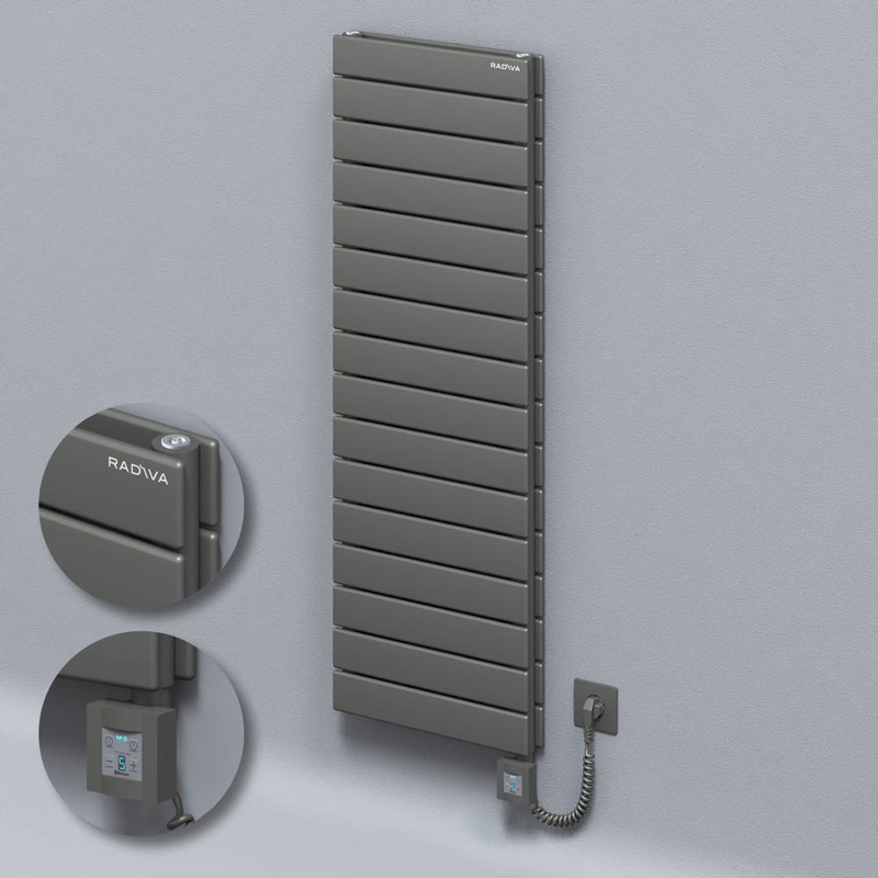 Type 20H Electric Steel Radiateur Décoratif 1180x400 Anthracite (KTX4 Thermostat) 1000W Câble spiralé 