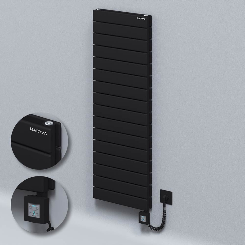 Type 20H Electric Steel Radiateur Décoratif 1180x400 Noir (KTX4 Thermostat) 1000W Câble spiralé 