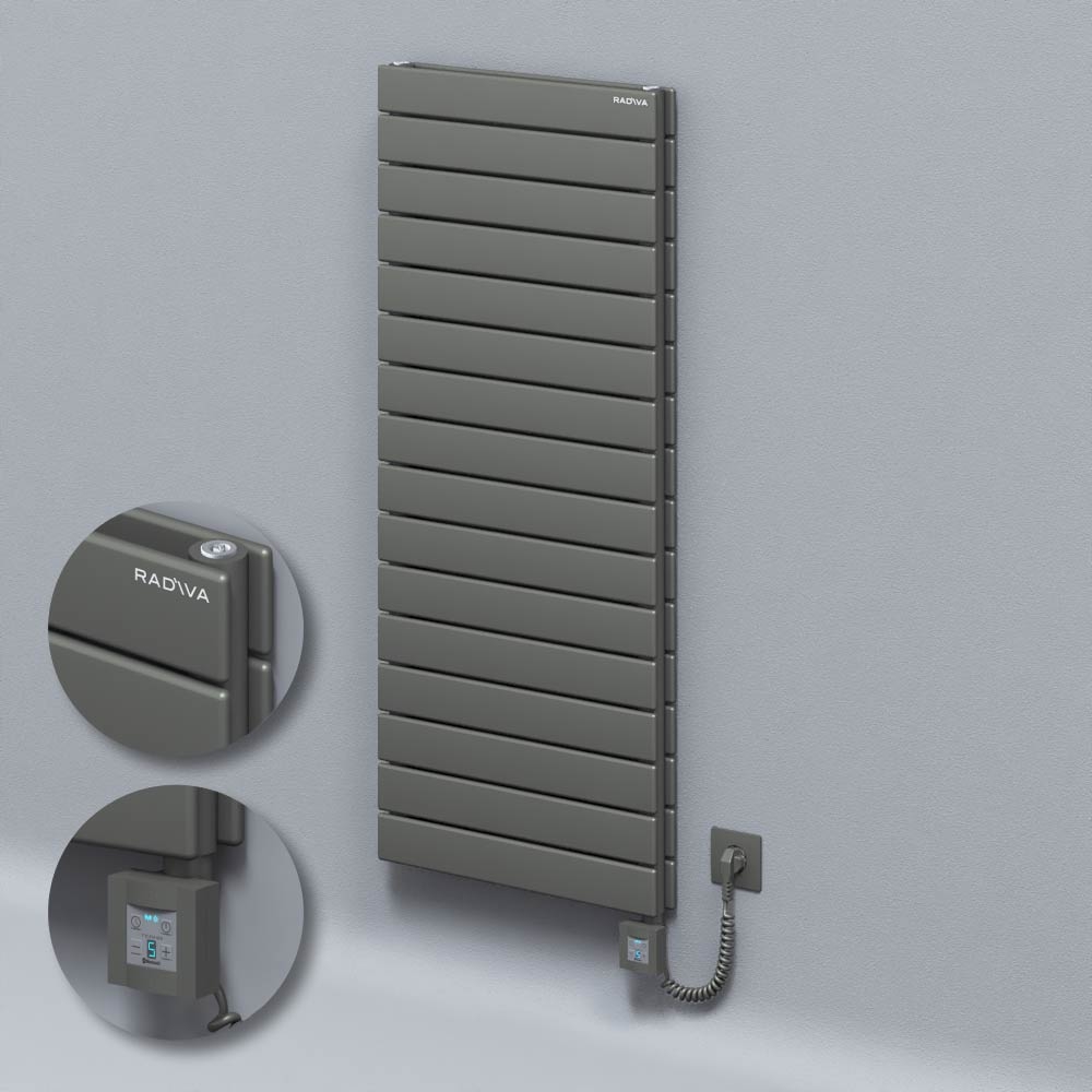 Type 20H Electric Steel Radiateur Décoratif 1180x500 Anthracite (KTX4 Thermostat) 1000W Câble spiralé - 1