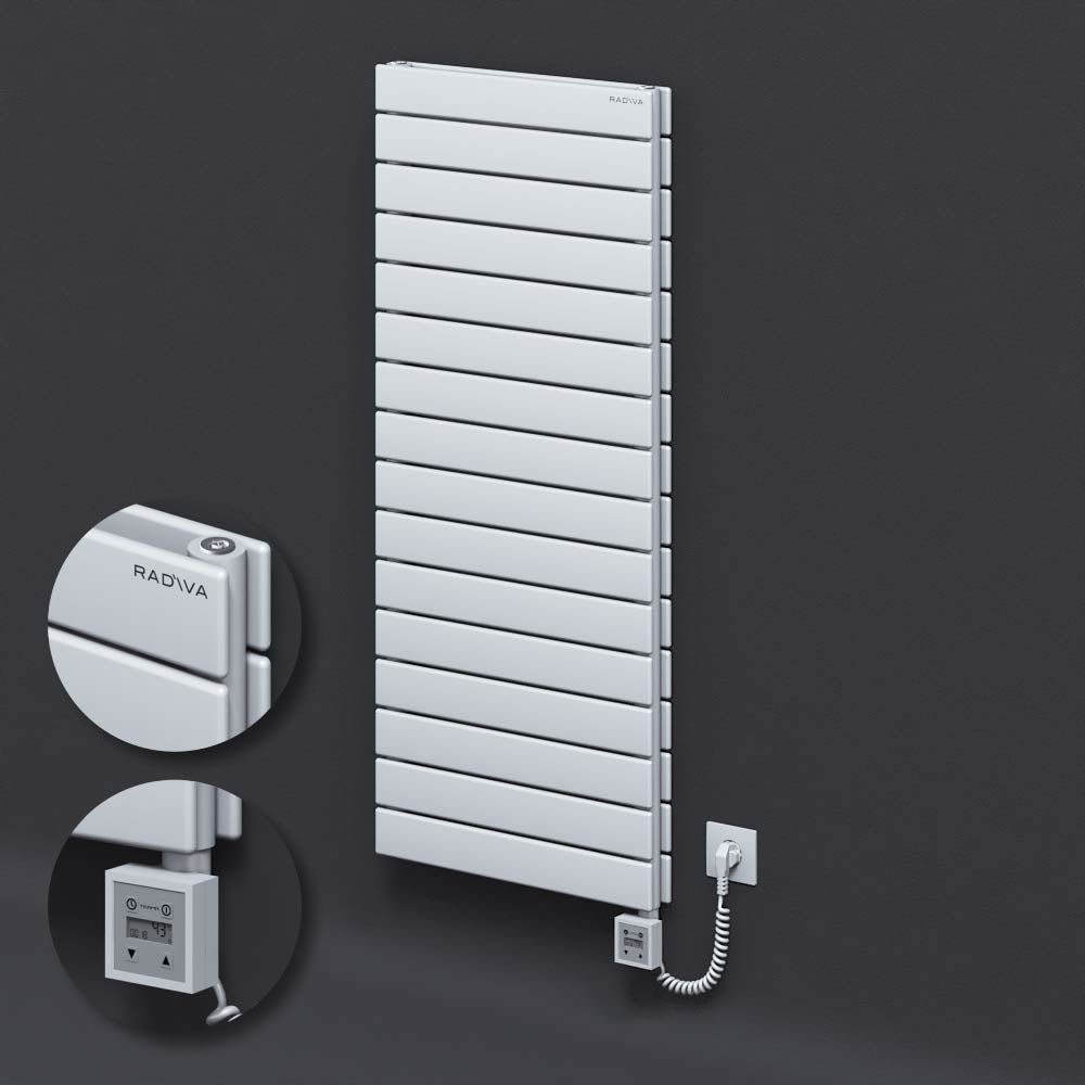Type 20H Electric Steel Radiateur Décoratif 1180x500 Blanc (KTX3 Thermostat) 1000W Câble spiralé - 1