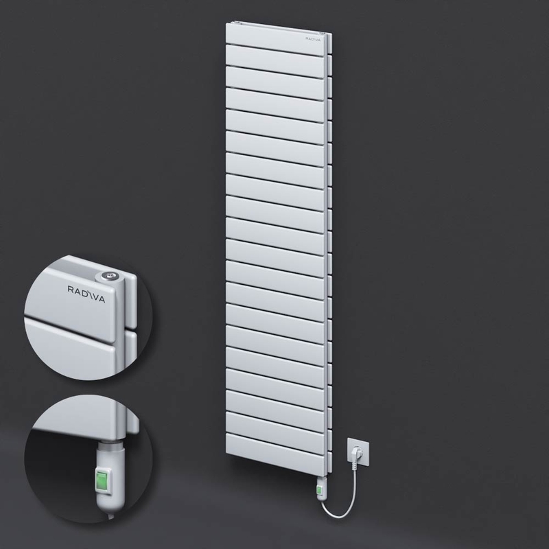 Type 20H Electric Steel Radiateur Décoratif 1476x400 Blanc (Bouton Marche/Arrêt) 900W 