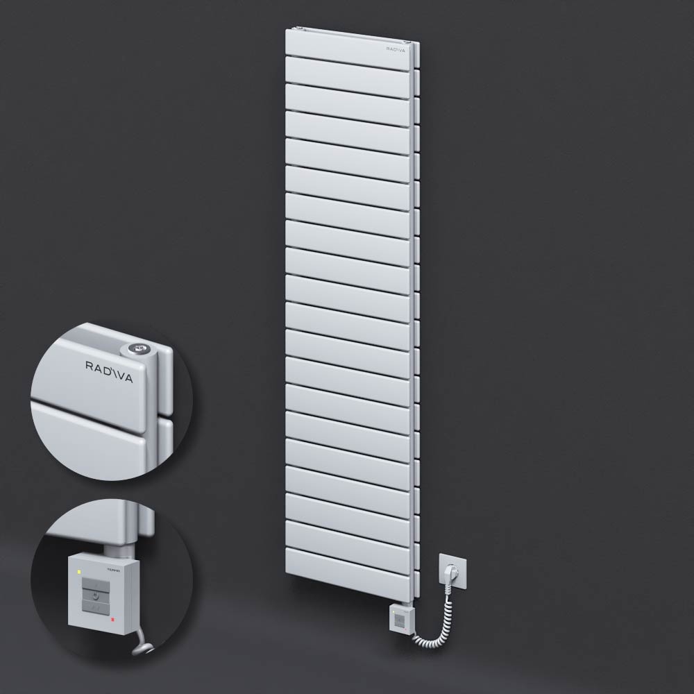 Type 20H Electric Steel Radiateur Décoratif 1476x400 Blanc (KTX1 Thermostat) 1000W Câble spiralé - 1