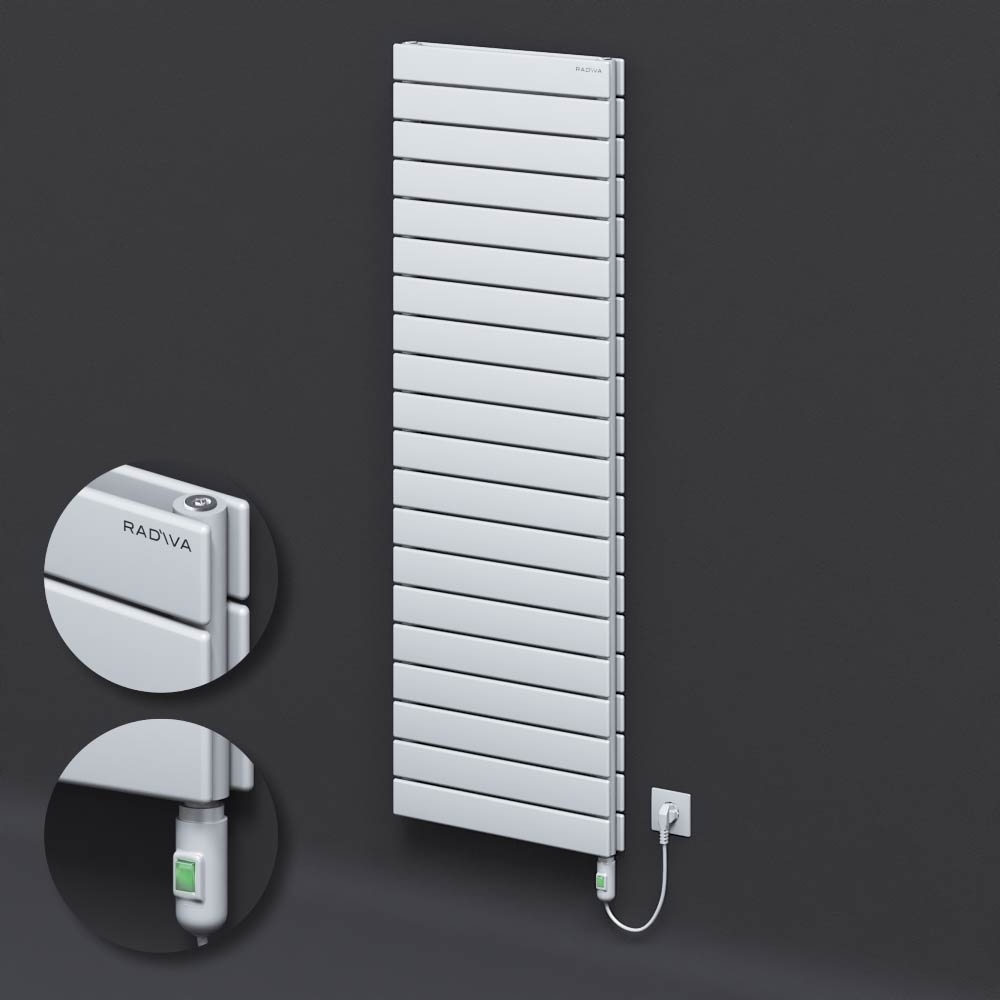 Type 20H Electric Steel Radiateur Décoratif 1476x500 Blanc (Bouton Marche/Arrêt) 1200W - 1