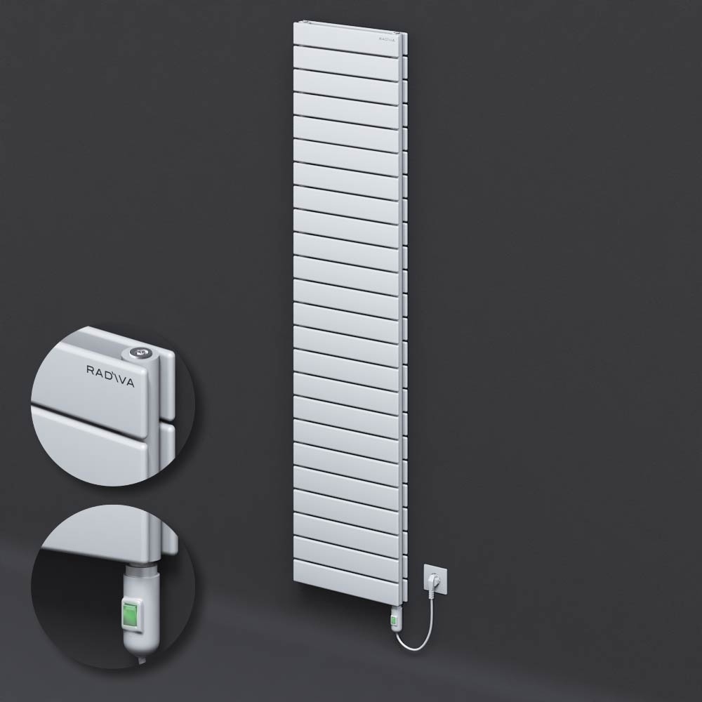 Type 20H Electric Steel Radiateur Décoratif 1772x400 Blanc (Bouton Marche/Arrêt) 1200W - 1