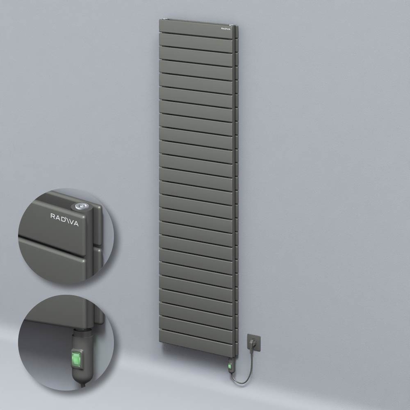 Type 20H Electric Steel Radiateur Décoratif 1772x500 Anthracite (Bouton Marche/Arrêt) 1500W 