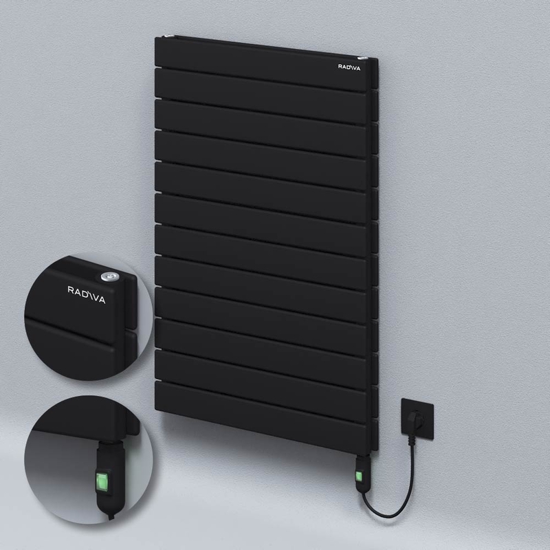 Type 20H Electric Steel Radiateur Décoratif 884x600 Noir (Bouton Marche/Arrêt) 900W 