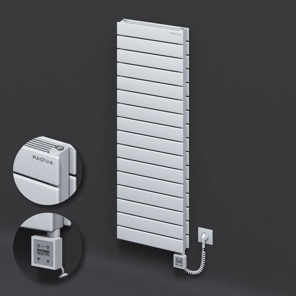 Type 21H Electric Steel Decorative Radiator 1180x400 White (KTX3 Thermostat) 1000W Spiral Cable - 1