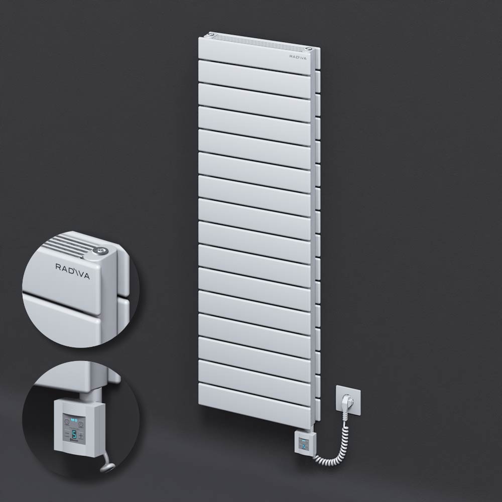 Type 21H Electric Steel Decorative Radiator 1180x400 White (KTX4 Thermostat) 1000W Spiral Cable - 1