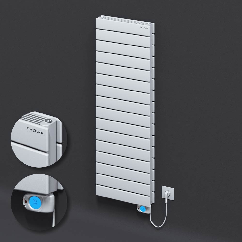 Type 21H Electric Steel Decorative Radiator 1180x400 White (Musa Thermostat) 900W - 1