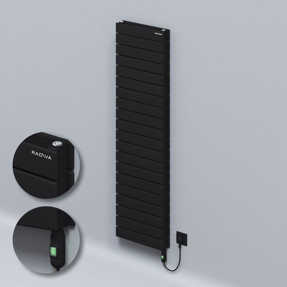 Type 21H Electric Steel Decorative Radiator 1476x400 Black (On/Off Button) 1200W - 1