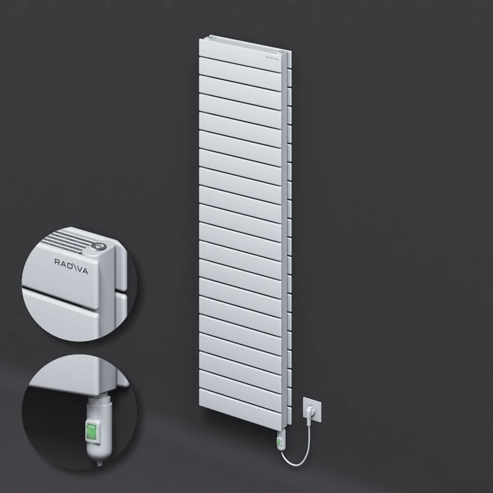 Type 21H Electric Steel Decorative Radiator 1476x400 White (On/Off Button) 1200W - 1