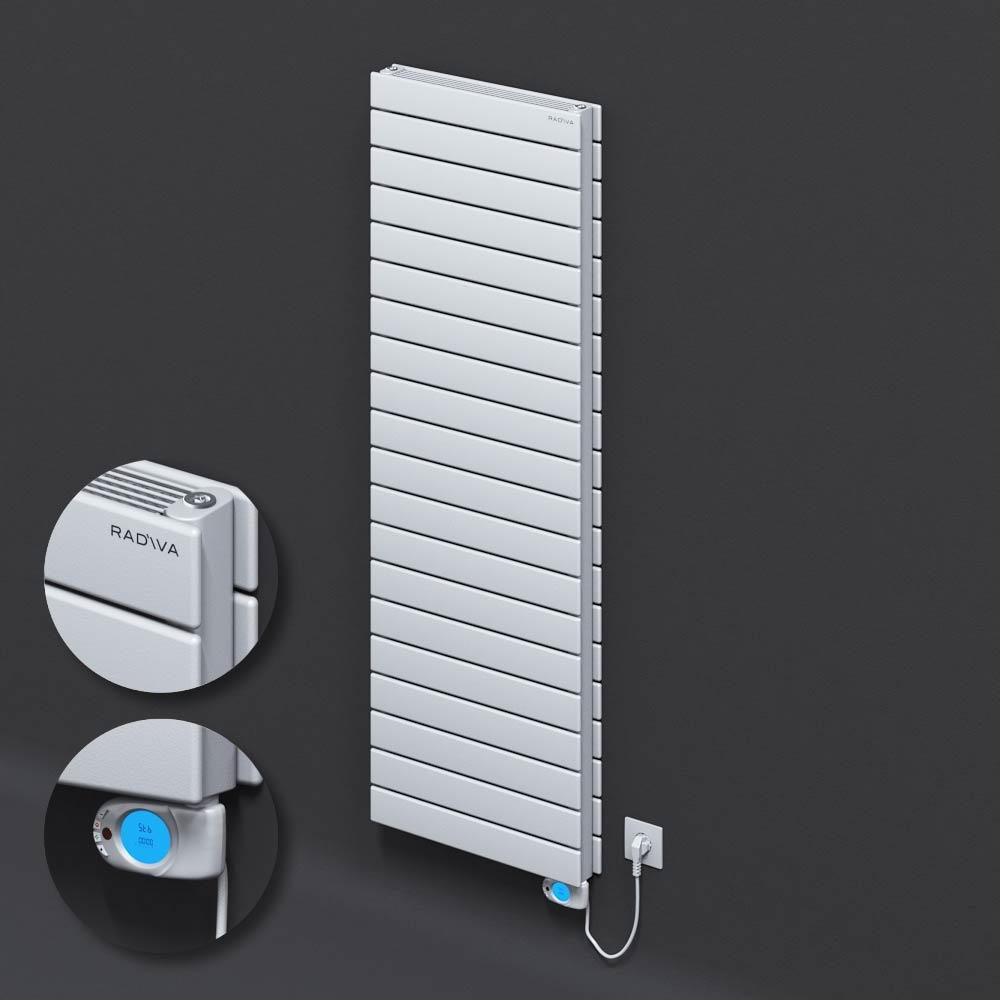 Type 21H Electric Steel Decorative Radiator 1476x500 White (Musa Thermostat) 1500W - 1