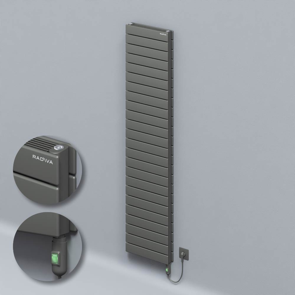 Type 21H Electric Steel Decorative Radiator 1772x400 Anthracite (On/Off Button) 1200W - 1