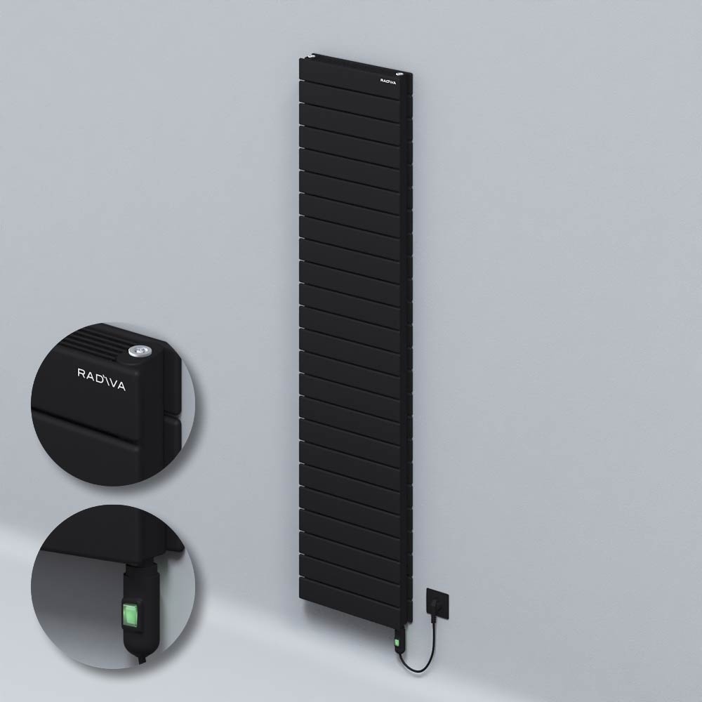 Type 21H Electric Steel Decorative Radiator 1772x400 Black (On/Off Button) 1200W - 1
