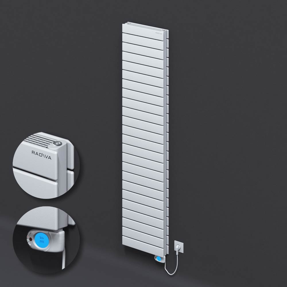 Type 21H Electric Steel Decorative Radiator 1772x400 White (Musa Thermostat) 1200W - 1