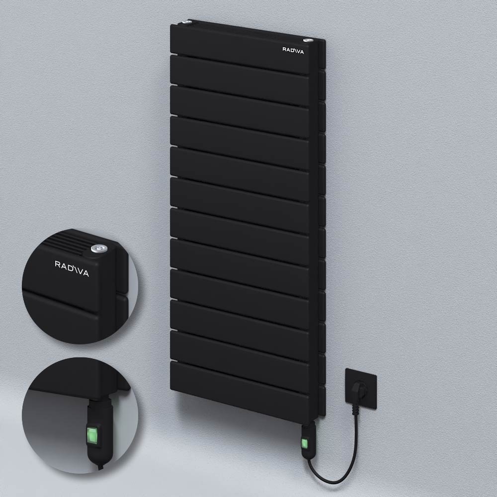 Type 21H Electric Steel Decorative Radiator 884x400 Black (On/Off Button) 900W - 1