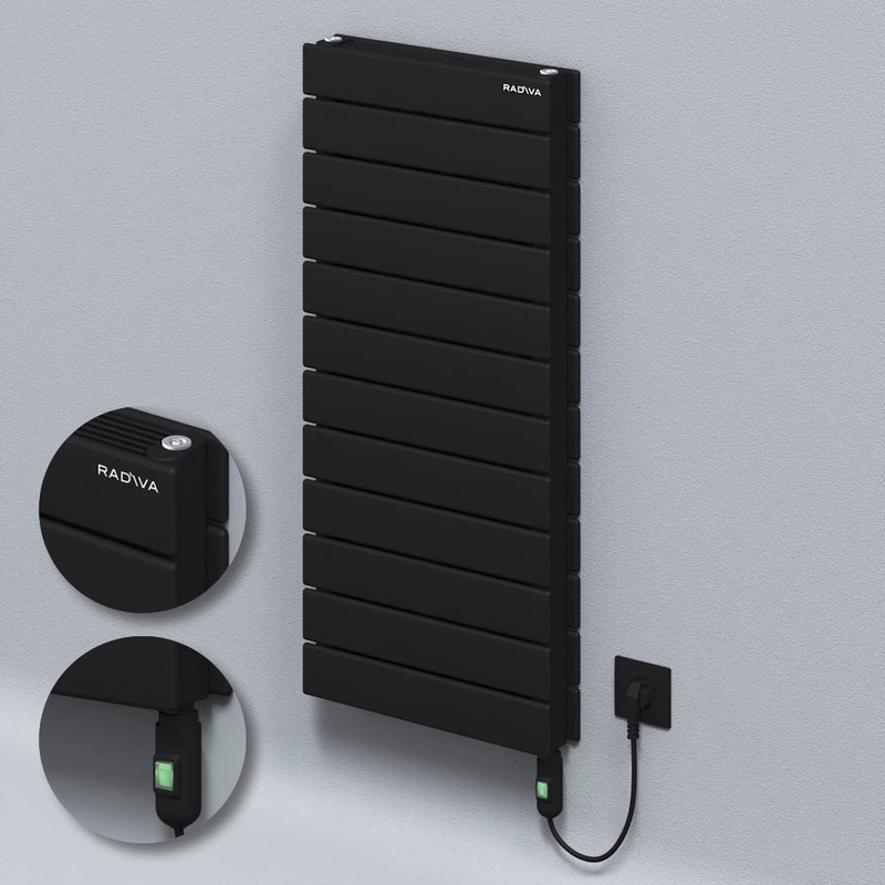 Type 21H Electric Steel Decorative Radiator 884x400 Black (On/Off Button) 900W 