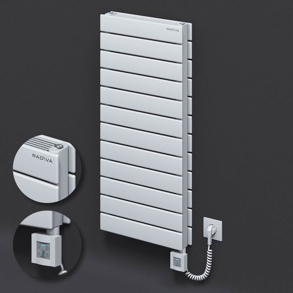 Type 21H Electric Steel Decorative Radiator 884x400 White (KTX4 Thermostat) 1000W Spiral Cable - 1