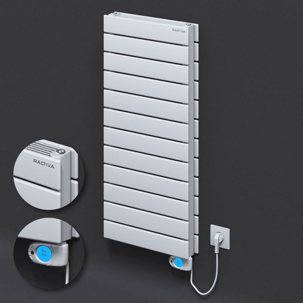 Type 21H Electric Steel Decorative Radiator 884x400 White (Musa Thermostat) 900W - 1
