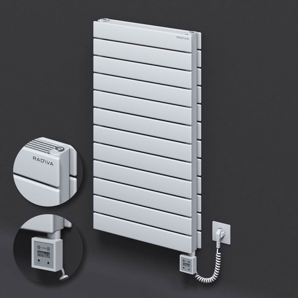 Type 21H Electric Steel Decorative Radiator 884x500 White (KTX3 Thermostat) 1000W Spiral Cable - 1