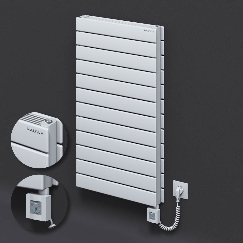 Type 21H Electric Steel Decorative Radiator 884x500 White (KTX4 Thermostat) 1000W Spiral Cable - 1