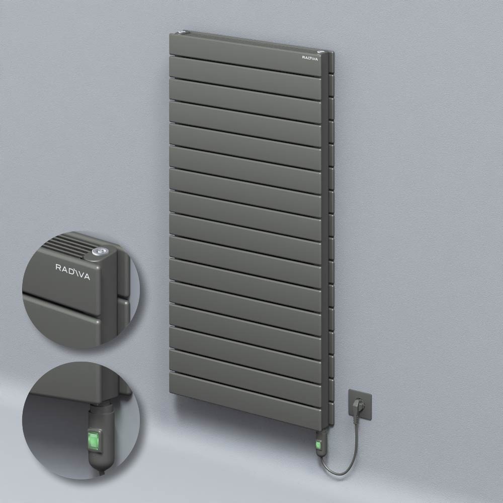Type 21H Electric Steel Radiateur Décoratif 1180x600 Anthracite (Bouton Marche/Arrêt) 1500W - 1