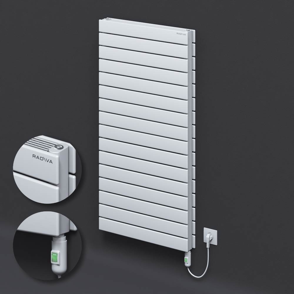 Type 21H Electric Steel Radiateur Décoratif 1180x600 Blanc (Bouton Marche/Arrêt) 1500W - 1